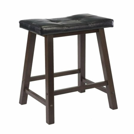 DOBA-BNT 29 in. Cushion Saddle Seat Stool  Black Faux Leather  Wood Legs  RTA - Antique Walnut SA874238